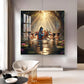 Little Krishna With Sakha Glass Finish Square Wall Art