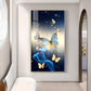 Azure Butterfly Dance Glass Finish Vertical Wall Art