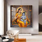 Little Kanha With Yashoda Maa Glass Finish Square Wall Art