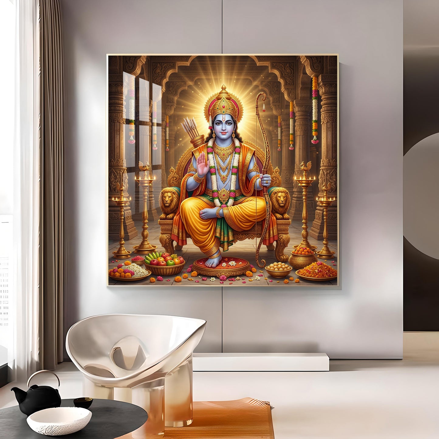 Lord Shri Ram Glass Finish Square Wall Art