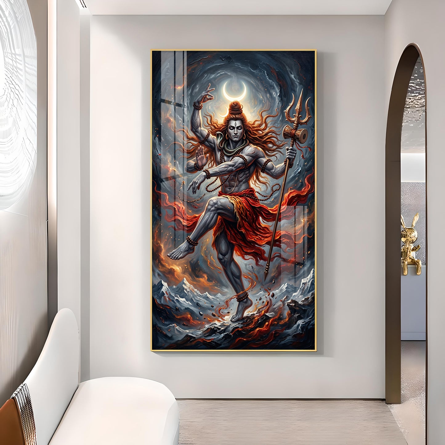 Shiv Sadhana Glass Finish Vertical Wall Art