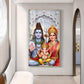 Hindu Deity Family Glass Finish Vertical Wall Art