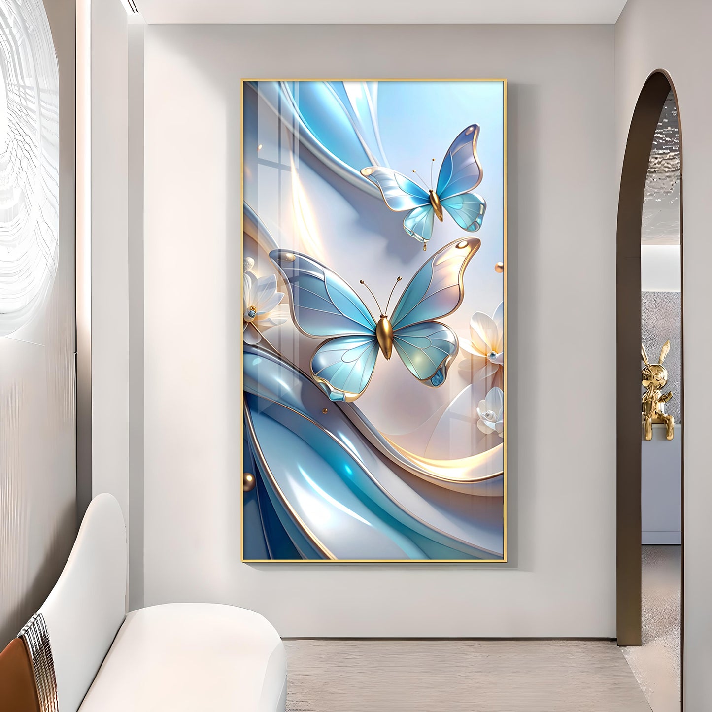 Butterfly Bliss Bouquet Glass Finish Vertical Wall Art