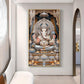 Depicts Lord Ganesha Glass Finish Vertical Wall Art