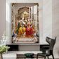 Hindu Deities Radha & Krishna Sitting Together Glass Finish Vertical Wall Art