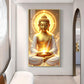 Buddha's Golden Horizon Glass Finish Vertical Wall Art
