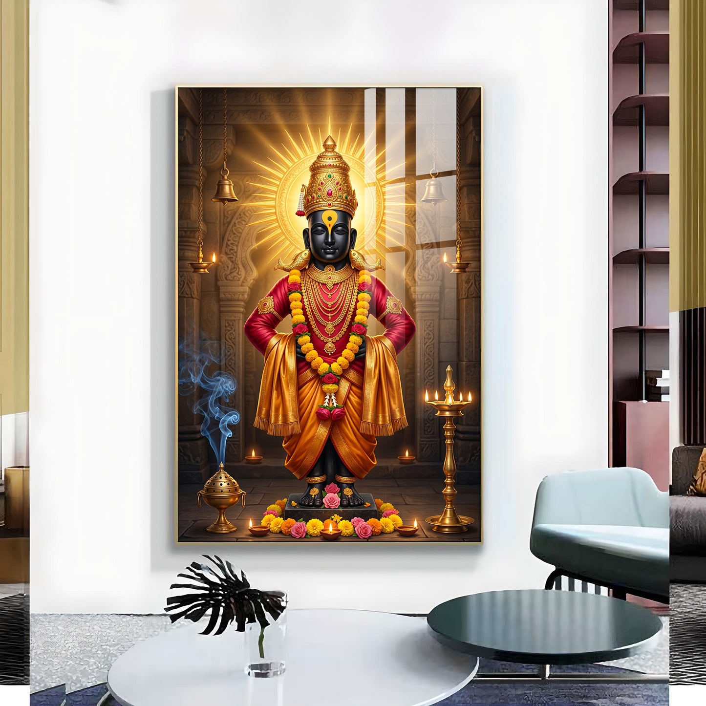 Lord Vithala Glass Finish Vertical Wall Art
