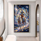 Lord Shiva With Nandi Glass Finish Vertical Wall Art