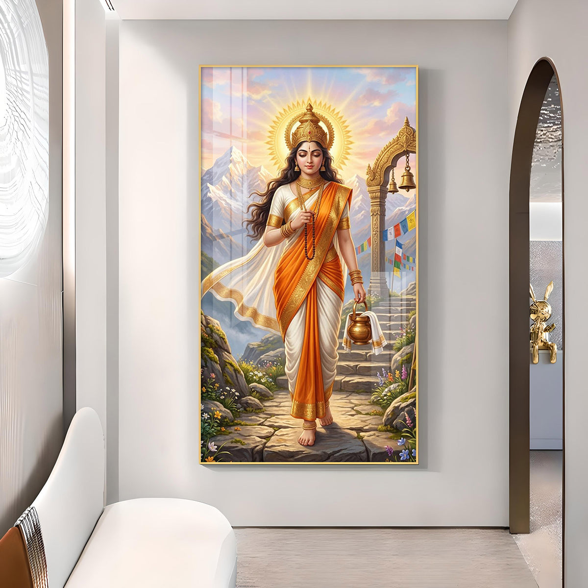 Divine Brahmacharini Maa Glass Finish Vertical Wall Art