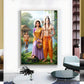 Lord Ram Siya With Lakshman Glass Finish Vertical Wall Art