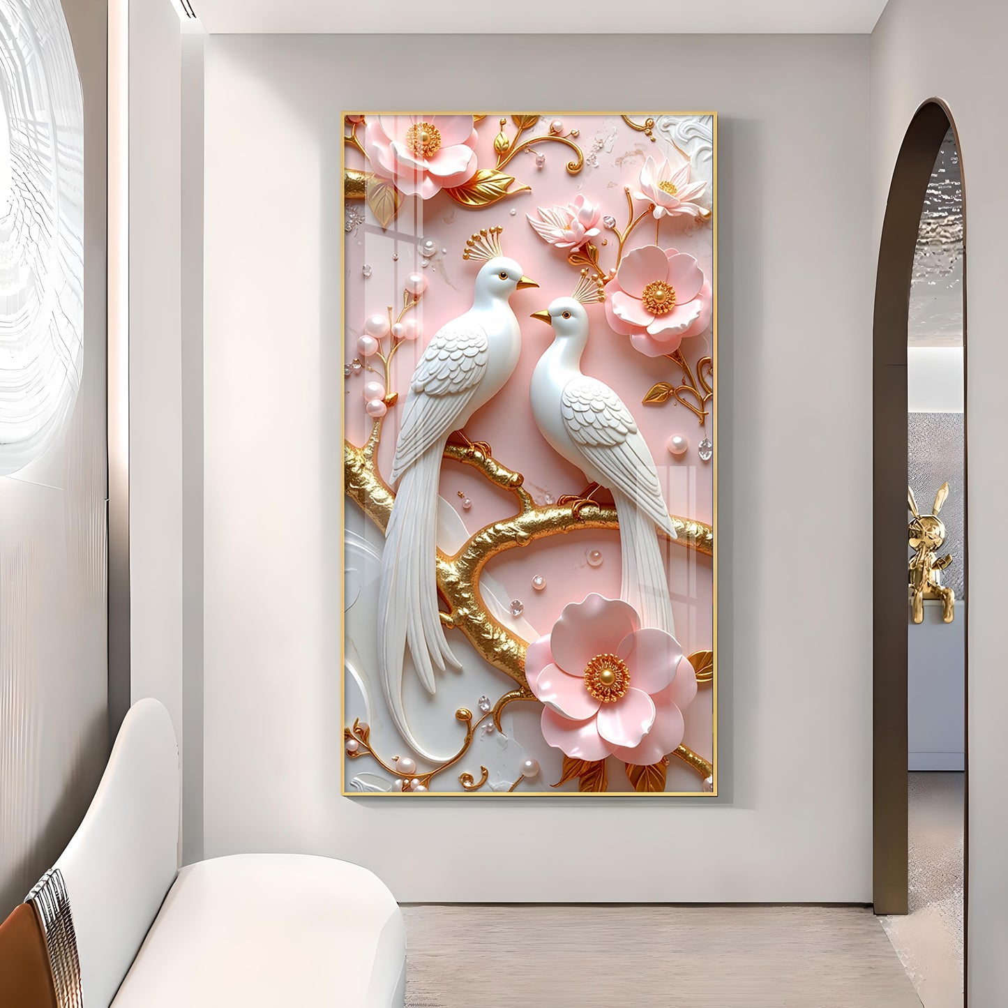 Whimsical Winged Pair Glass Finish Vertical Wall Art