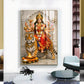 Maa Durga Seated On Tiger Glass Finish Vertical Wall Art