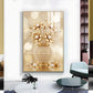 Golden Flowers With Vase Glass Finish Vertical Wall Art
