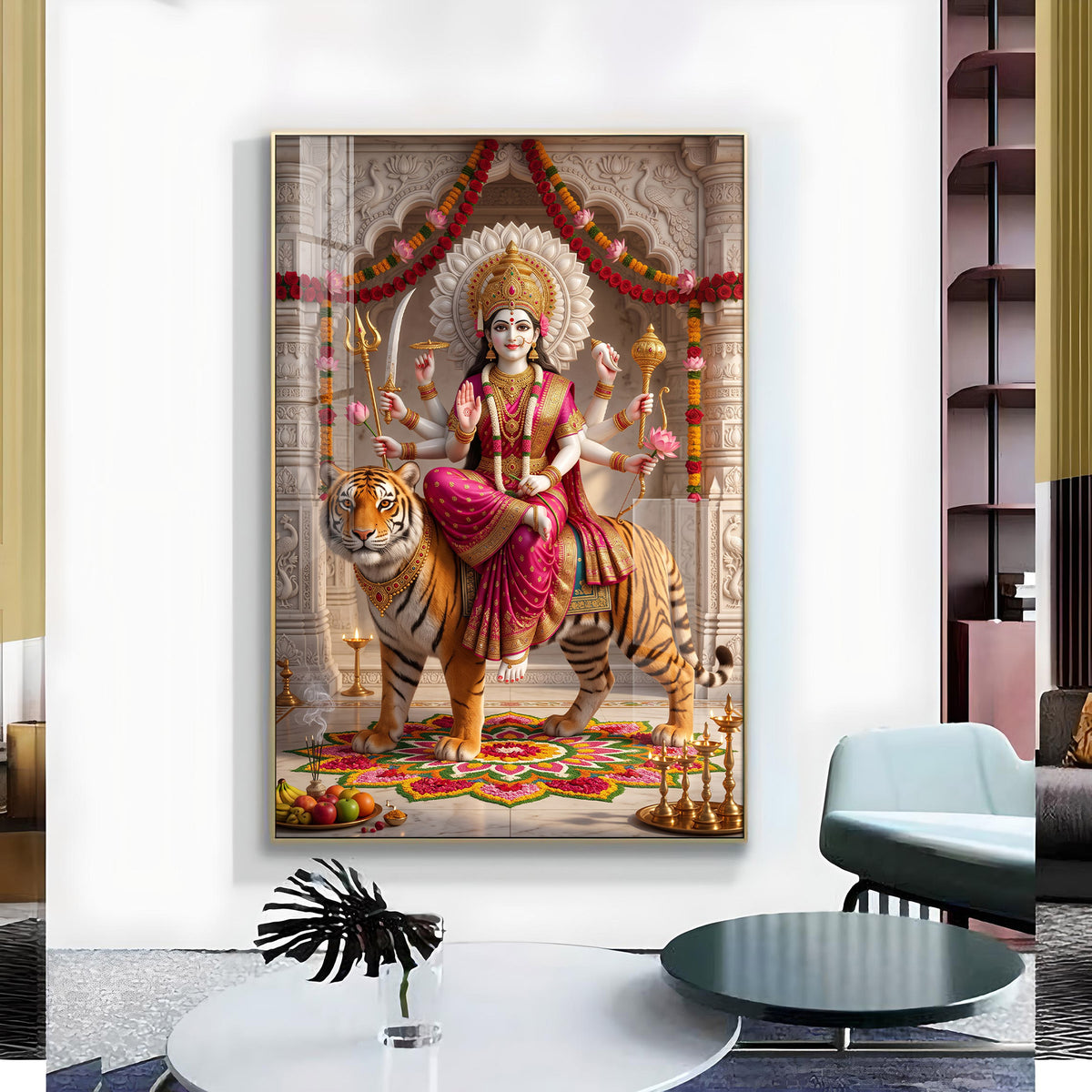 Maa Ambe Glass Finish Vertical Wall Art