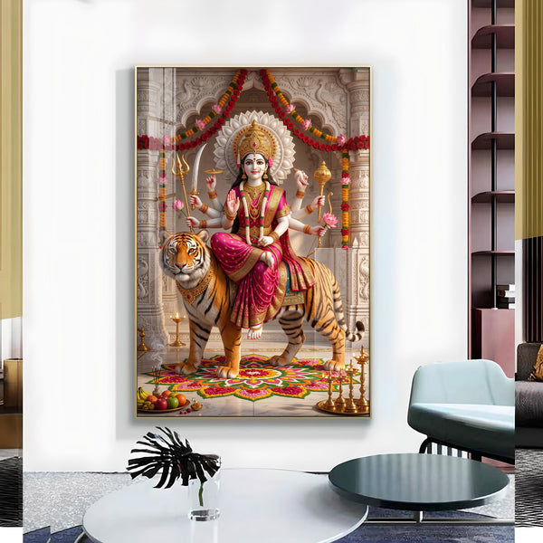 Maa Ambe Glass Finish Vertical Wall Art