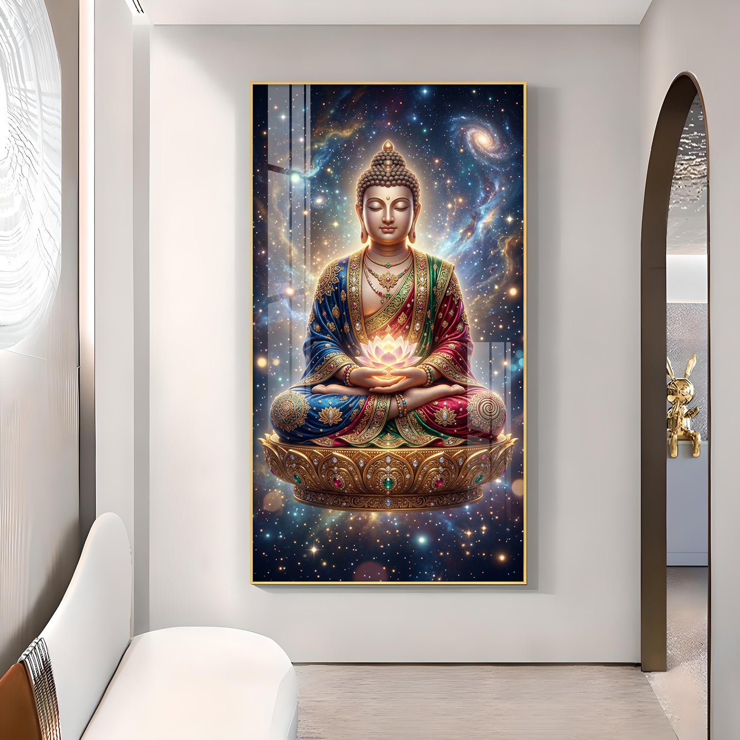 Tranquil Buddha Glass Finish Vertical Wall Art