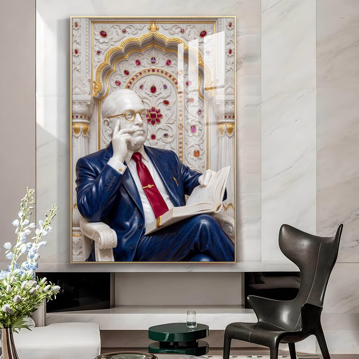 Dr. B.R. Ambedkar Glass Finish Vertical Wall Art