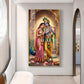 Eternal Bond of Radha Krishna Glass Finish Vertical Wall Art
