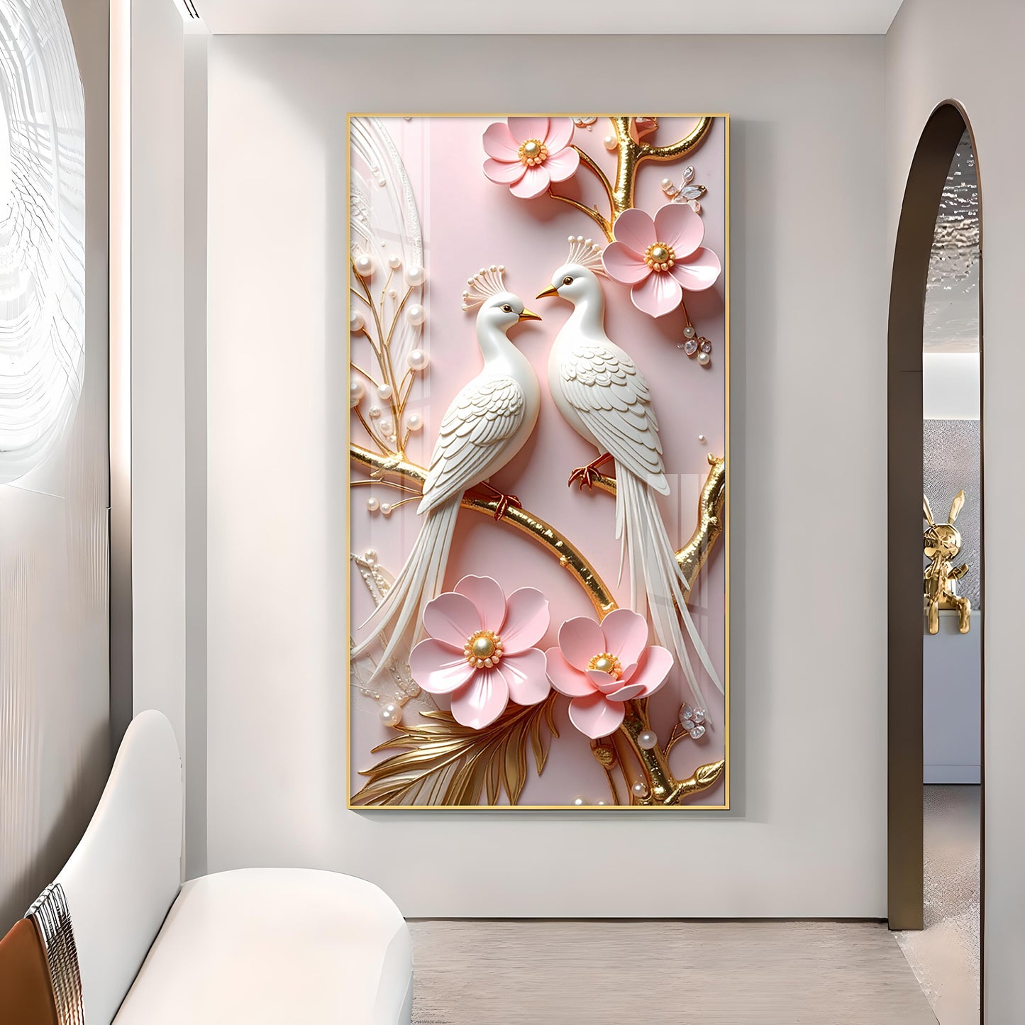 Pink Paradise Pair Glass Finish Vertical Wall Art