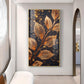 Sparkle Gold Foliage Leaves Glass Finish Vertical Wall Art