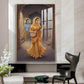 Meera Bai and Krishna Glass Finish Vertical Wall Art