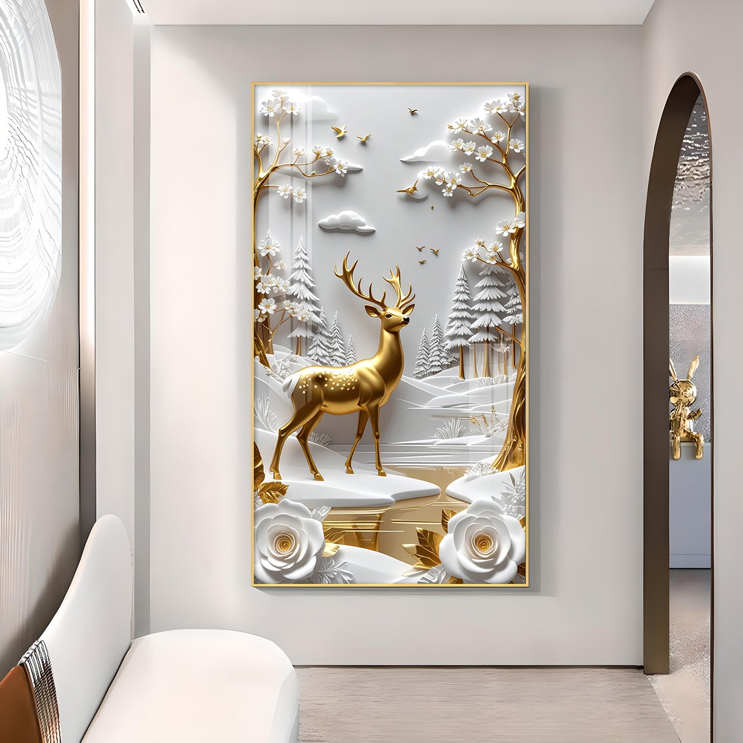 Deerlighted Forest Glass Finish Vertical Wall Art