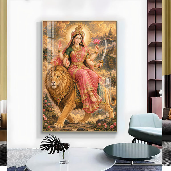 Maa Katyayani Glass Finish Vertical Wall Art