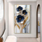 Blue & Gold Serenity Glass Finish Vertical Wall Art