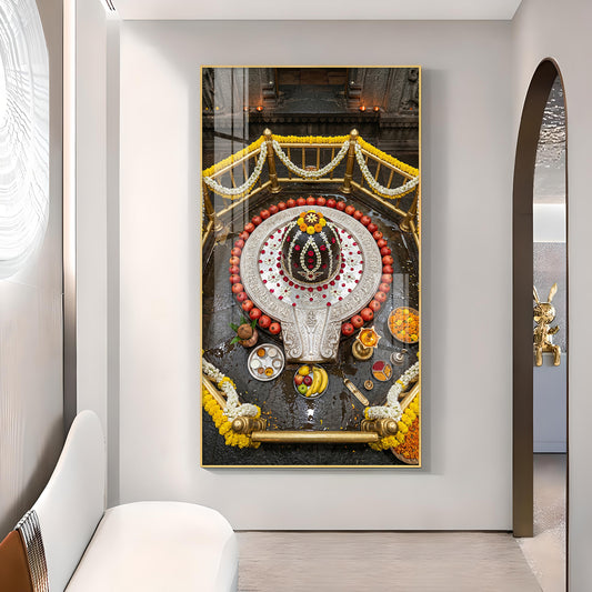 Divine Bhimashankar Jyotirlinga Glass Finish Vertical Wall Art