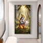 Bal Krishna With Calf Glass Finish Vertical Wall Art