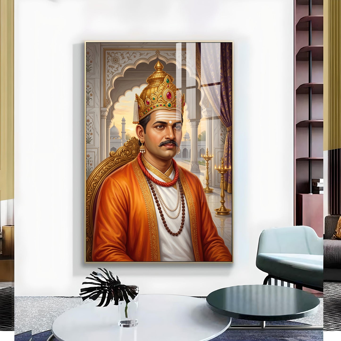 Depicts Basavanna Glass Finish Vertical Wall Art