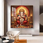 Hindu God Ganesha Ji Glass Finish Square Wall Art
