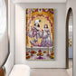 Depicting Radha & Krishna Glass Finish Vertical Wall Art