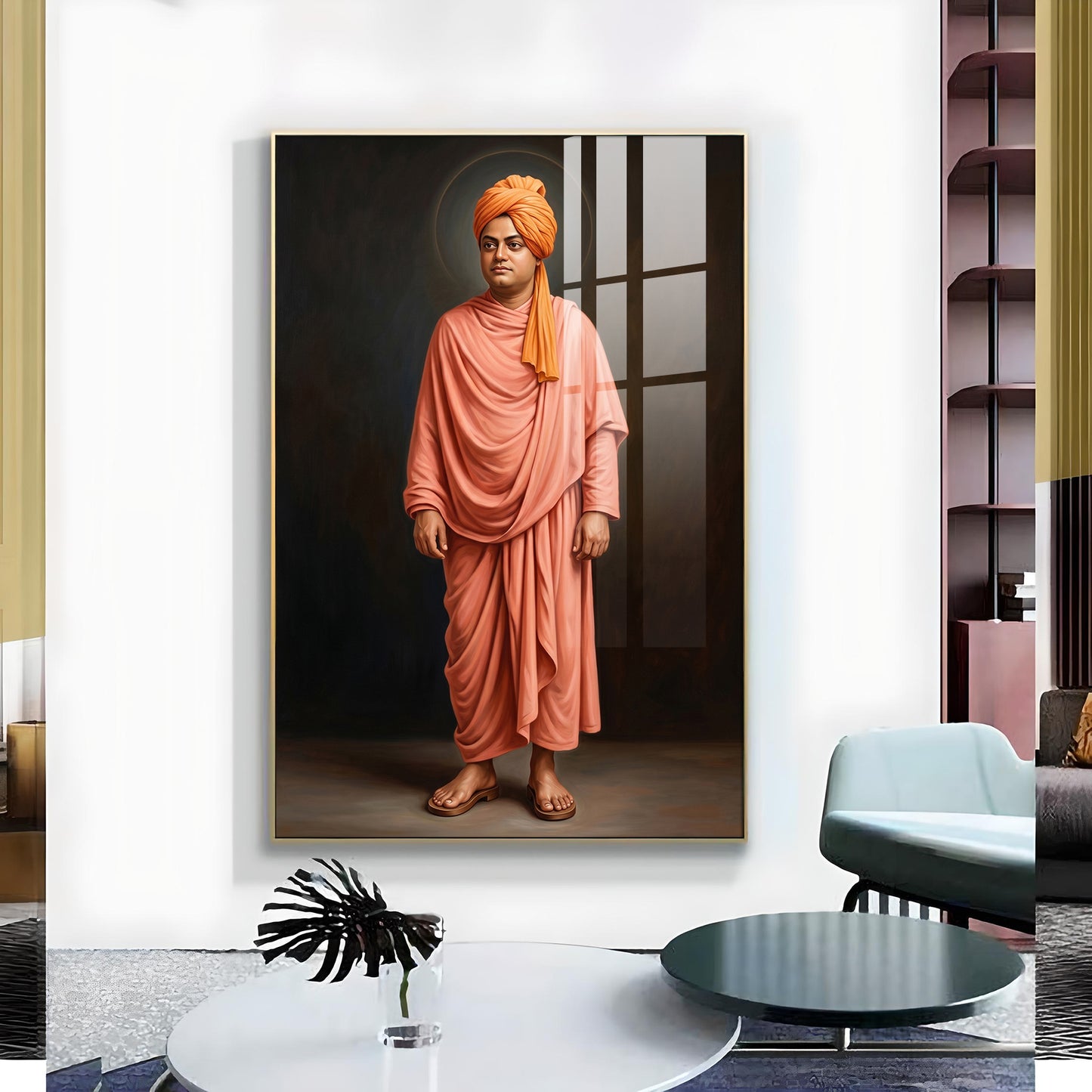 Swami Vivekananda Glass Finish Vertical Wall Art