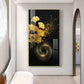 Gold Ginkgo Leaves Glass Finish Vertical Wall Art