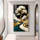 Golden Serenity Tree Glass Finish Vertical Wall Art