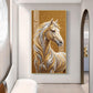 Horse In Gold & Silver Mane Glass Finish Vertical Wall Art