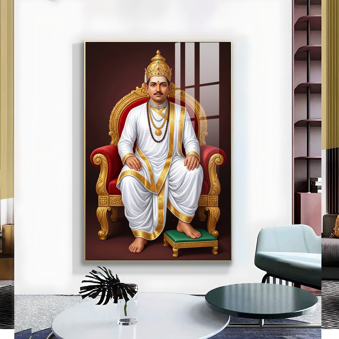 Lord Basavesvara Glass Finish Vertical Wall Art
