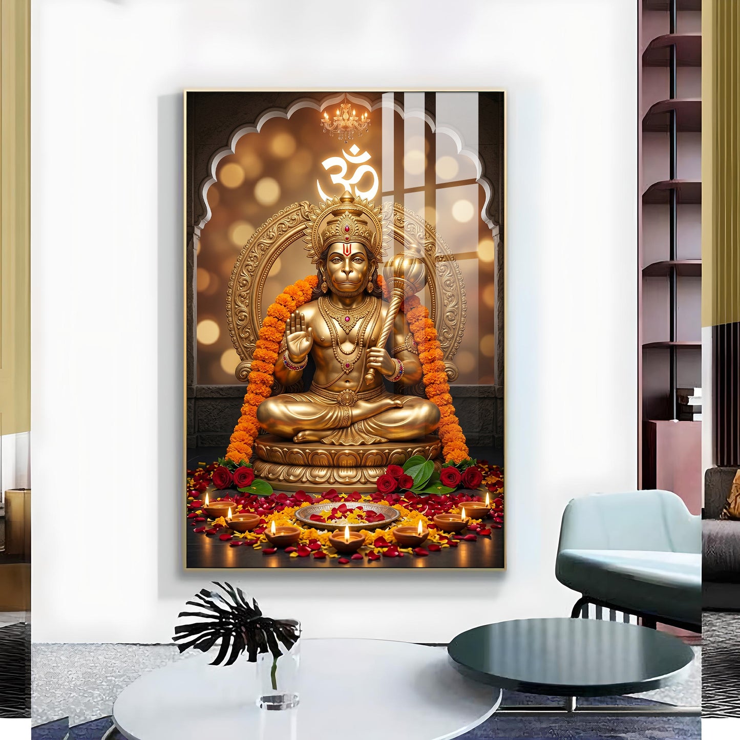 Samriddhi Hanuman Ji Glass Finish Vertical Wall Art