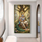 Divine Krishna Ji With Flute Glass Finish Vertical Wall Art