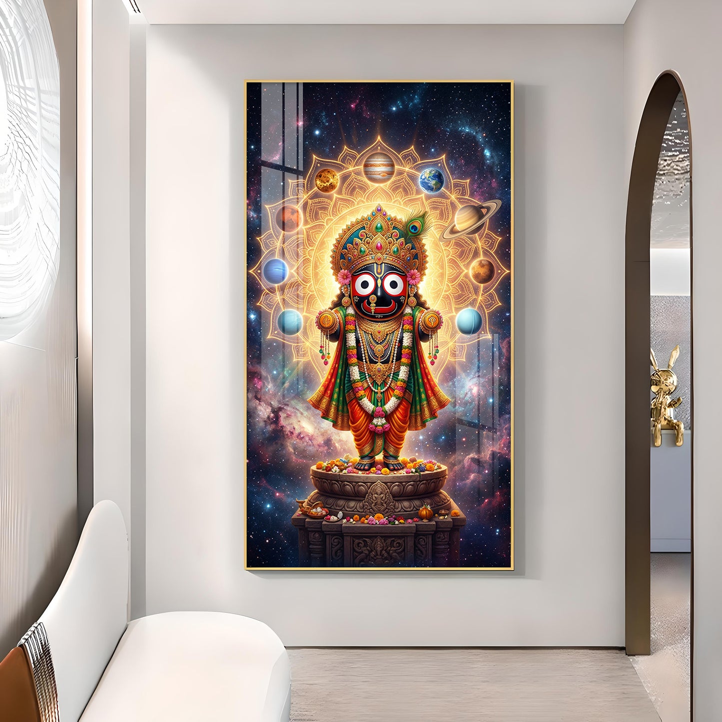Lord Jagannath Prabhu Glass Finish Vertical Wall Art