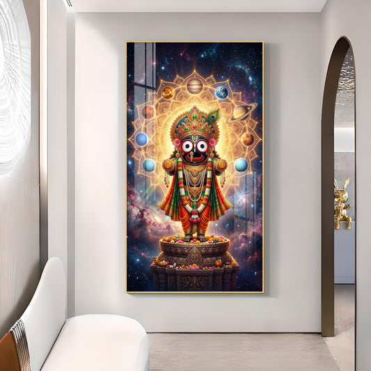 Lord Jagannath Prabhu Glass Finish Vertical Wall Art