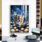 Lord Shiva Meditating Beside Nandi Glass Finish Vertical Wall Art