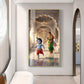 Little kanha With Maa Yashoda Glass Finish Vertical Wall Art