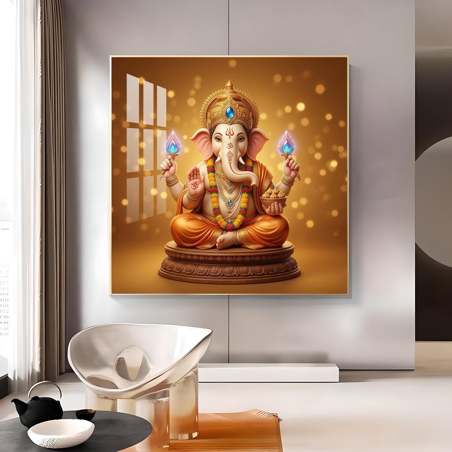 Divine Shree Ganesha ji Glass Finish Square Wall Art