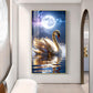 Majestic swan with feathers Glass Finish Vertical Wall Art