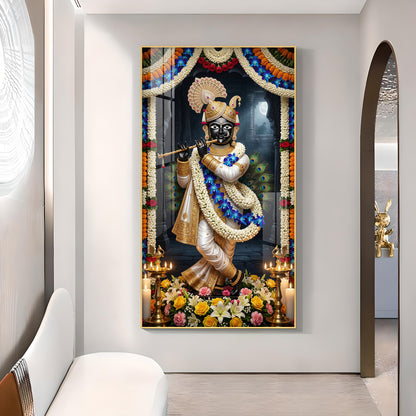 God Shreenath Ji Glass Finish Vertical Wall Art