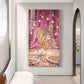 Elegant Pink Butterfly Glass Finish Vertical Wall Art