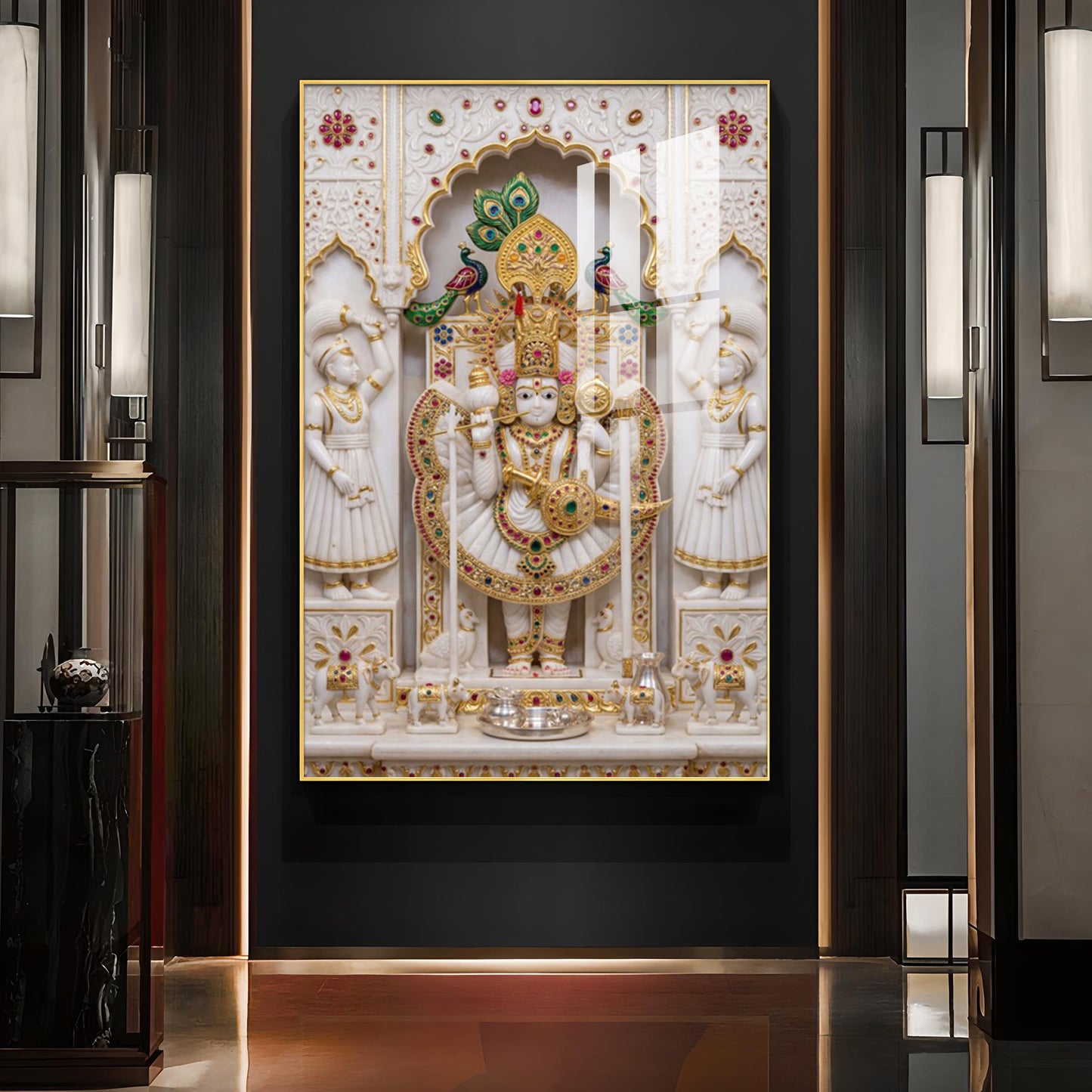 Shri Ranchor Raiji Glass Finish Vertical Wall Art