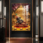 Lord Ganesha Holding A Flute Glass Finish Vertical Wall Art